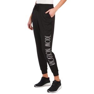Rae Dunn Women's Vacation Mode Stretch Pockets Black Jogger Pant Size Medium